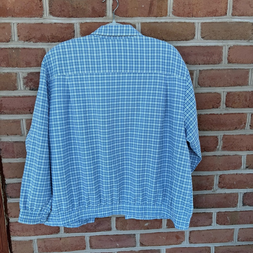 Blue Plaid Button-Up Jacket - image 3